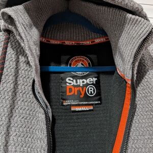 Superdry Men's Zip Up Sweater in Gray and Orange